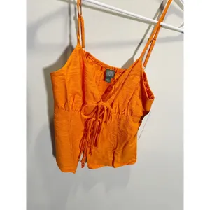 Wild‎ Fable Orange Tie Front Cami Top Adjustable Straps XS Festival Flowy thumbnail 3