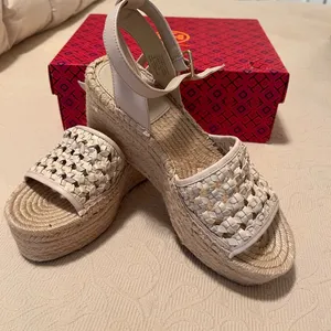 Tory Burch Women's Cream Espadrille Wedge Sandals thumbnail 6