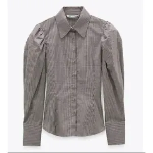 Zara plaid puff sleeve long sleeve button down xs thumbnail 2