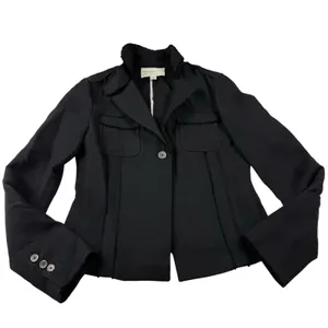 Banana Republic Wool Jacket Women's‎ Size 4 Black Raw Edge Detail Military Moto thumbnail 5