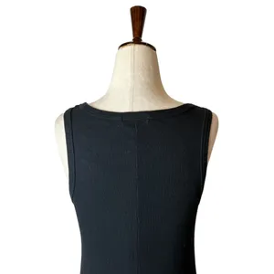 Kondi‎ Bodysuit Women Medium Black Ribbed Knit Cotton Scoop Neck Tank Luxury thumbnail 7