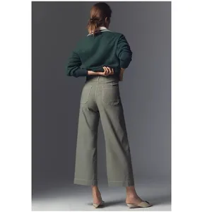 Anthropologie Maeve Colette Crop Pants Maeve Contrast Stitch Moss Olive Green 24 thumbnail 15