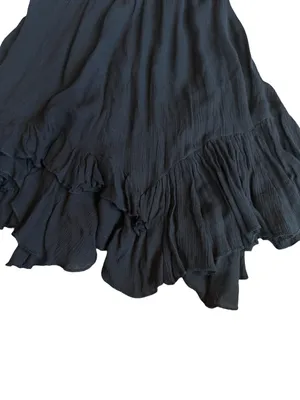 Free People One Black Lace Boho Mini Dress Ruffle Hem Sweetheart Small Women's thumbnail 4
