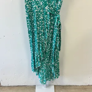 Zesica Green Floral Wrap Dress High Low Ruffle Short Sleeve Rayon Size‎ Large thumbnail 5