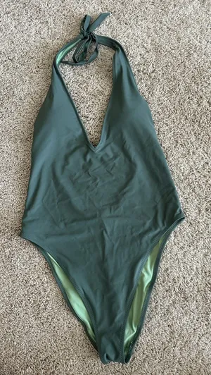 Aerie Green Halter One Piece Swimsuit thumbnail 1