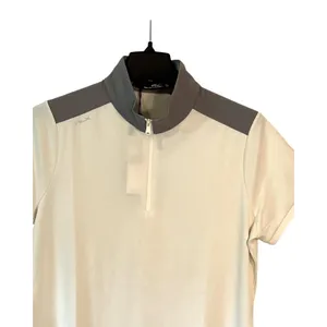 Ralph Lauren Top Womens Size L Cream Gray Short Sleeve Zip Golf Tennis NWT thumbnail 4