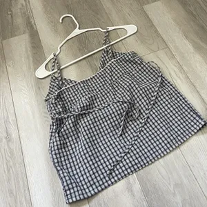 Brandy Melville Tank Top edith cotton plaid crop womens Gray (one size) coquette thumbnail 4