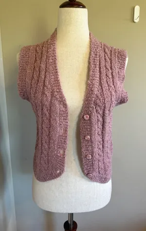 Vintage Casual Corner‎ Knit Vest Sleeveless Cable Knit Pink Sweater Vest M thumbnail 1