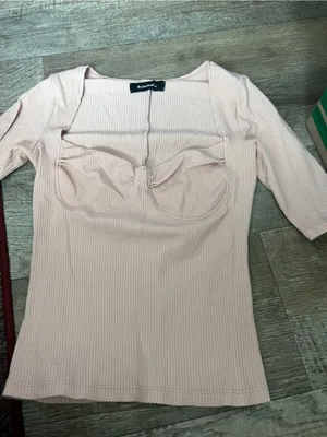 Reformation Pale Blush Ribbed Bustier-Style Tee thumbnail 5