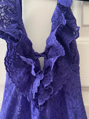 Victorias Secret The Lacie Sheer Lace Halter Babydoll Lingerie Purple Size Small thumbnail 7