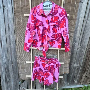 Sofia Jeans by Sofia Vergara linen shorts & Shirt Set L thumbnail 4