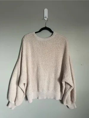 AMERICAN EAGLE | Cream Oversized Chenille Crew Neck Sweater Sz XXL thumbnail 4
