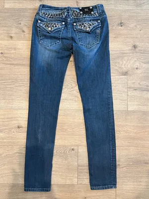 MISS ME Signature Rise 2000s Y2K Embellished Glitzy Sparkly Skinny Jeans 27 thumbnail 2