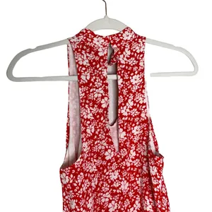 Lulu's Lean Close Floral Print Swing Dress Size XS Red Ivory White High Neck thumbnail 6