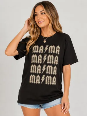 Black MAMA Lightning Bolt Graphic Tee Retro Rock Style NWT thumbnail 3
