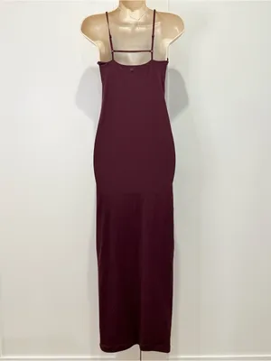 Fabletics Strappy Seamless Maxi Dress Small Oxblood Burgundy Bodycon Minimal thumbnail 5