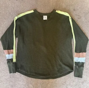 Aerie Green Waffle Knit Oversized Long Sleeve Top Size XXS‎ thumbnail 1