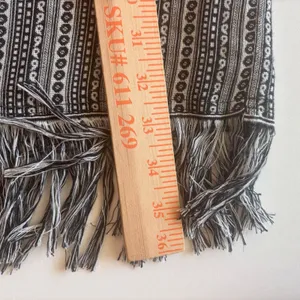 Dressbarn Maxi Skirt S Gray White Black Fringe Tile‎ Print Rayon Blend thumbnail 6