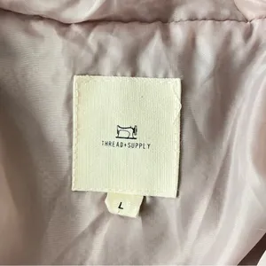 Thread Supply Mixed Media Fleece Hooded Jacket Mauve Size Large EUC Soft‎ Girl thumbnail 5
