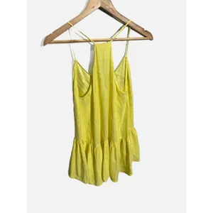 Cinq à Sept Janet Ruffle Top Womens Small Yellow Silk Peplum Cami Summer Chic thumbnail 6