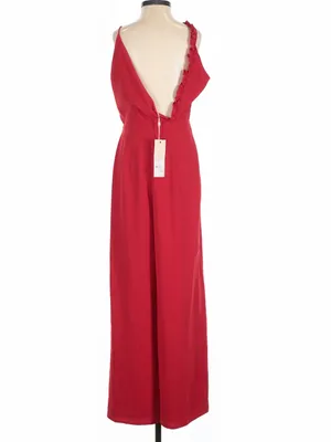 Keepsake The Label Cherry Red Forget You Ruffle Wide Leg Jumpsuit XS Party thumbnail 4