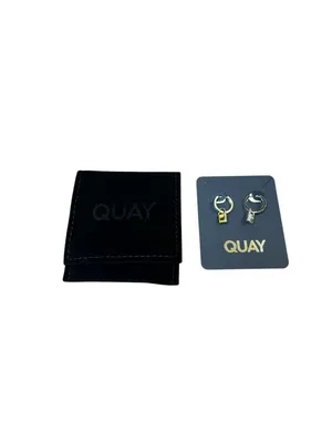 Quay Australia On Lock Huggies Earrings Gold Hoops Minimalist Statement NEW thumbnail 2