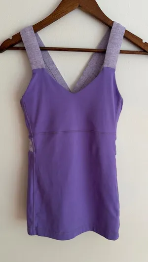Lululemon Push Your Limits Tank Top Purple Heathered Straps Built In Bra Size 8 thumbnail 1