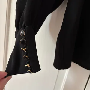 Sézane Bénédicte Blouse Black FR 34 US 2 Small‎ Boho Balloon Sleeve Crepe Top thumbnail 9