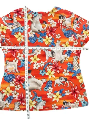 Disney Jungle Book Medical Scrub Top Orange Mowgli Baloo Pediatric Nurse Size M thumbnail 4