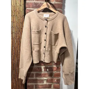 J.Crew 75 Spring Street 95% Cashmere Cropped Pocket Cardigan Quiet Luxury M thumbnail 2