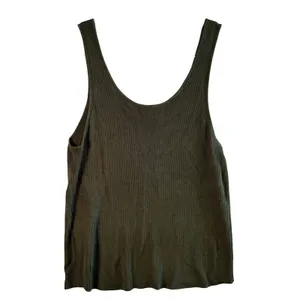 Madewell‎ Ribbed Tank Top Viscose Knit Dark Olive Green XL Summer Basic Capsule thumbnail 2
