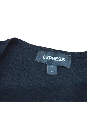 Express Black Puff Sleeve Open Cardigan Sweater Minimalist Quiet Luxury Size XL thumbnail 8