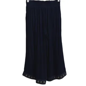 MISA Los Angeles KOVA Cropped Pants‎ XS Black Rayon Wide Leg Grommet Hem* thumbnail 3