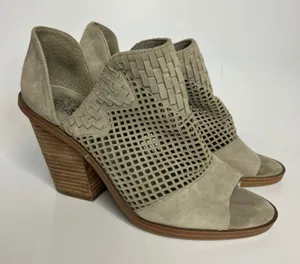 Vince Camuto fritzey gray laser cut peep toe heels women's‎ size 8.5 business thumbnail 1