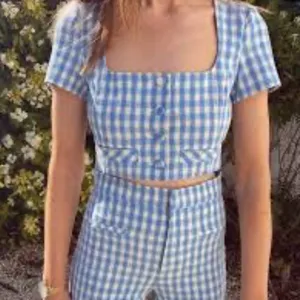 Zara Blue & White Gingham Crop Top Size Small thumbnail 5