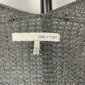 Oak + Fort Gray Open Knit Oversized Open Front Slouchy Cardigan‎ with Pockets thumbnail 4