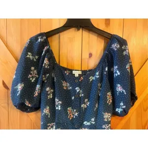 Ophelia Roe Button Front Dress Size Med Floral Short Sleeve Off Shoulder (1149) thumbnail 3
