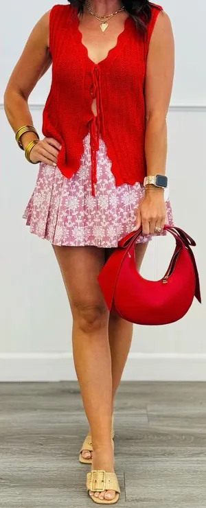 Bailey Rose Gingham Lace Print Pleated Mini Skirt Size Small thumbnail 1