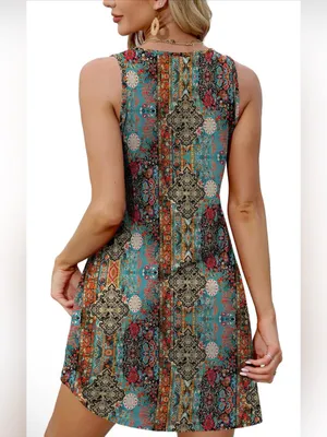 XIEERDUO Summer Dresses for Women 2026 Beach Vacation Clothes V Neck Button Sund thumbnail 3