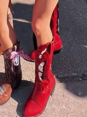 Red Butterfly Cowgirl Boots Size 7 thumbnail 2