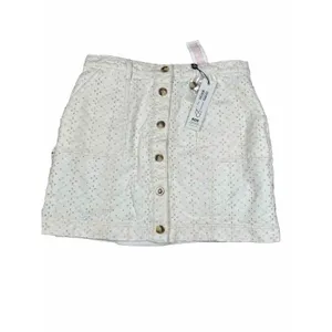 Anthropologie‎ MinkPink Saskia Eyelet Cotton Mini Skirt Size XL Cream thumbnail 2