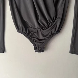 ANGL Office Siren MobWife Surplice Draped Bodysuit Small Black Goth‎ Minimalist thumbnail 3
