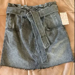 NEW FREE PEOPLE East of Eden Denim Black Mini Skirt thumbnail 5