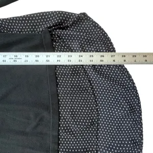 Loft Ann Taylor Mixed Media Polka Dot Sweater Black Womens Medium High Low Top thumbnail 7