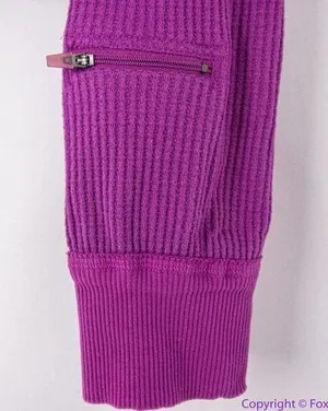 NEW Free People FP Movement Back to Me purple Snap Pullover Crop Henley‎ thumbnail 7