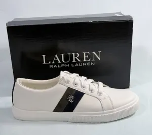 Lauren Ralph Lauren Size-7 Women's Janson Sneakers Leather‎ Snow White thumbnail 1