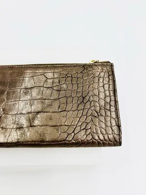 IVANKA TRUMP Metallic Bronze Crocodile Embossed Clutch Wallet 9" x 4.5" thumbnail 5