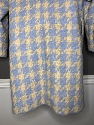 Baloot Coat Womens Small Blue Houndstooth Tweed 3/4 Sleeve Button Front Lined thumbnail 10