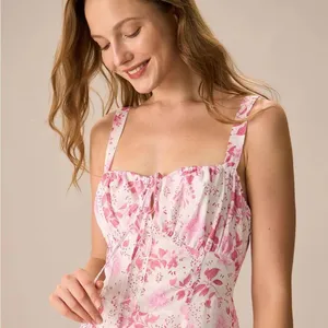 RIHOAS The Pink Square Neck Floral Ruched Midi Dress 15 thumbnail 2