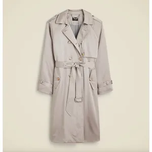 J.Crew Relaxed Trench Coat Satin Crepe Mid Length Silver Gray Insulated US 2 NWT thumbnail 4